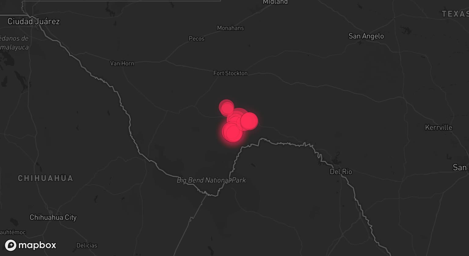 Storm map for the Brewster County, TX area