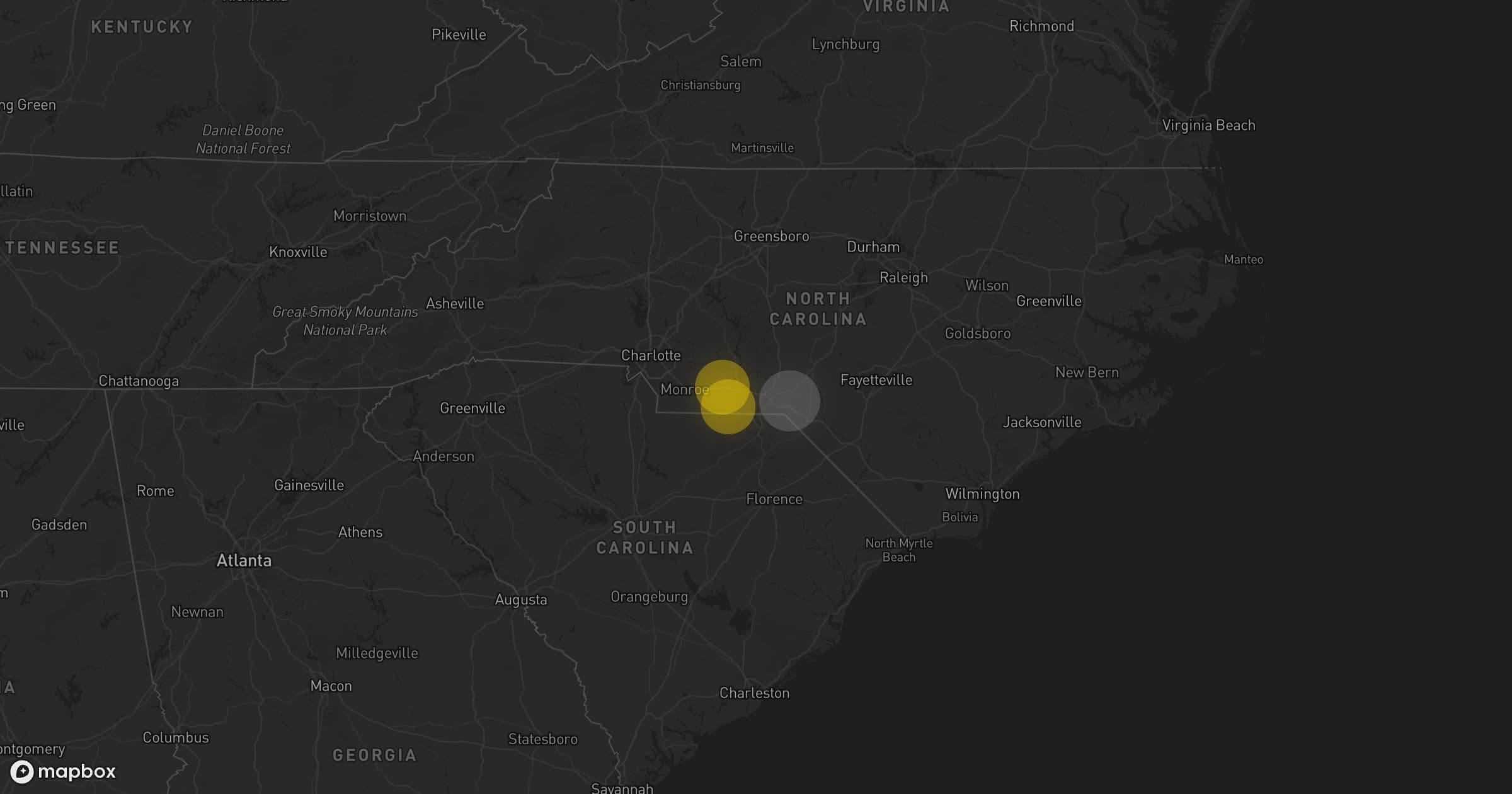 Storm map for 6 areas across South Carolina and North Carolina
