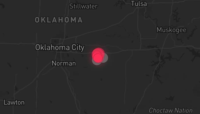 Storm map for 2 areas across Oklahoma