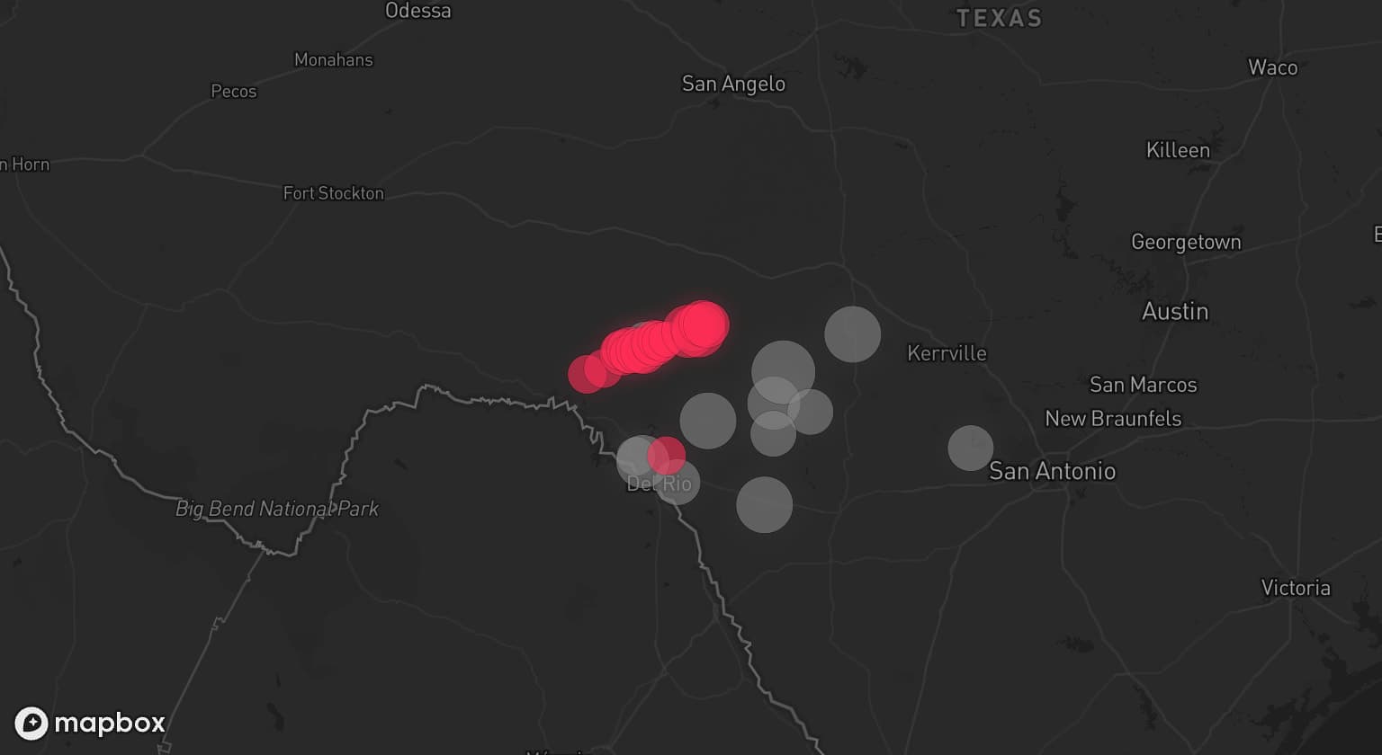 Storm map for 8 areas across Texas