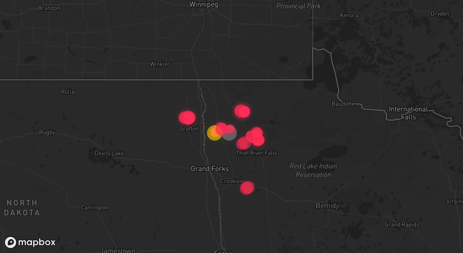 Storm map for the Marshall County, MN area