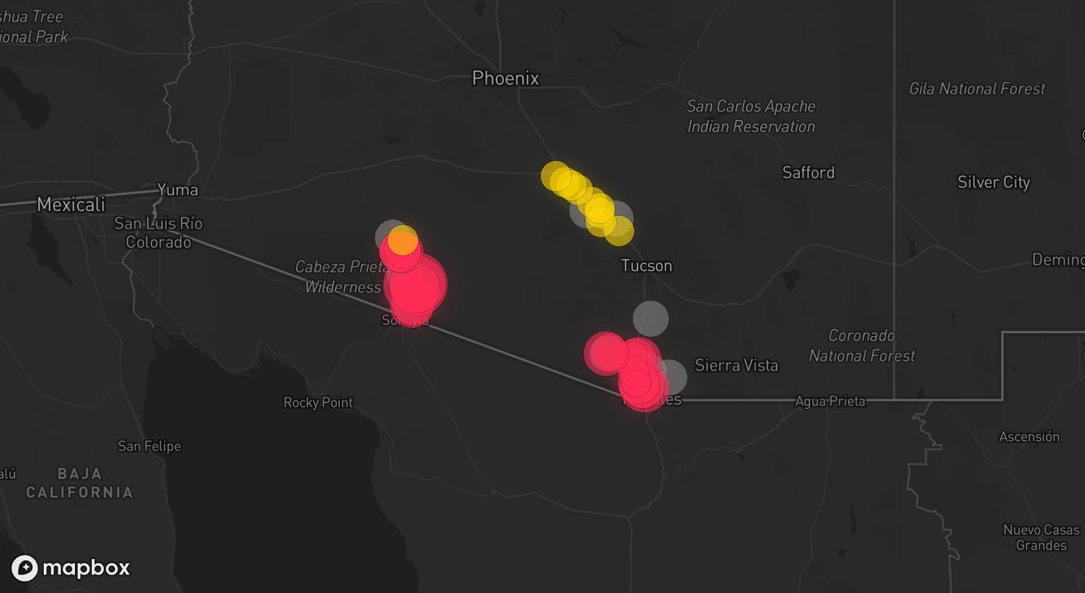 Storm map for 7 areas across Arizona
