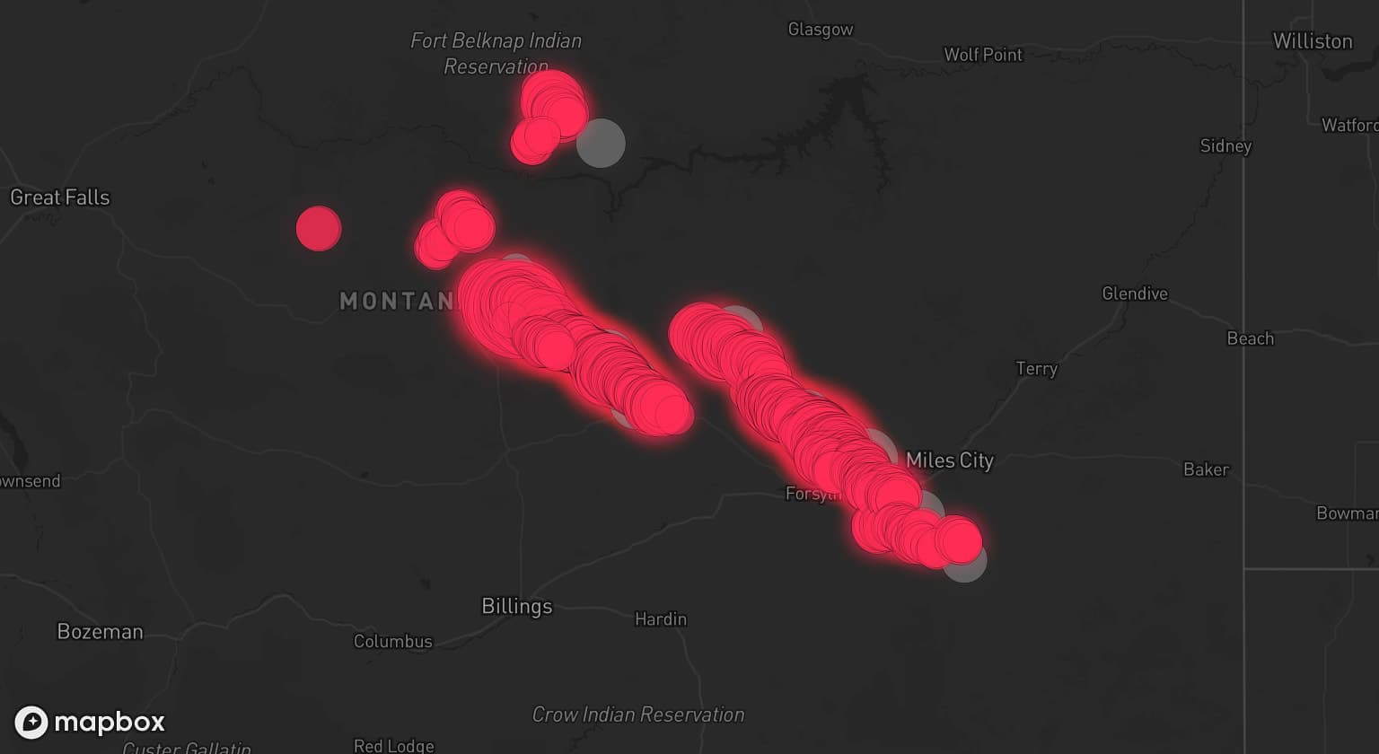 Storm map for 9 areas across Montana