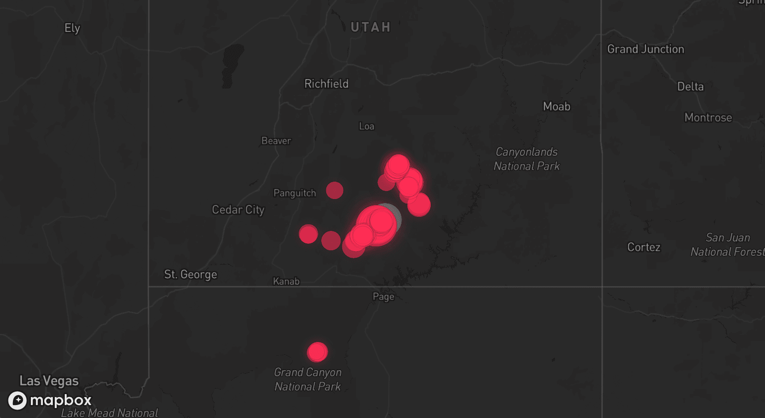 Storm map for the Garfield County, UT area