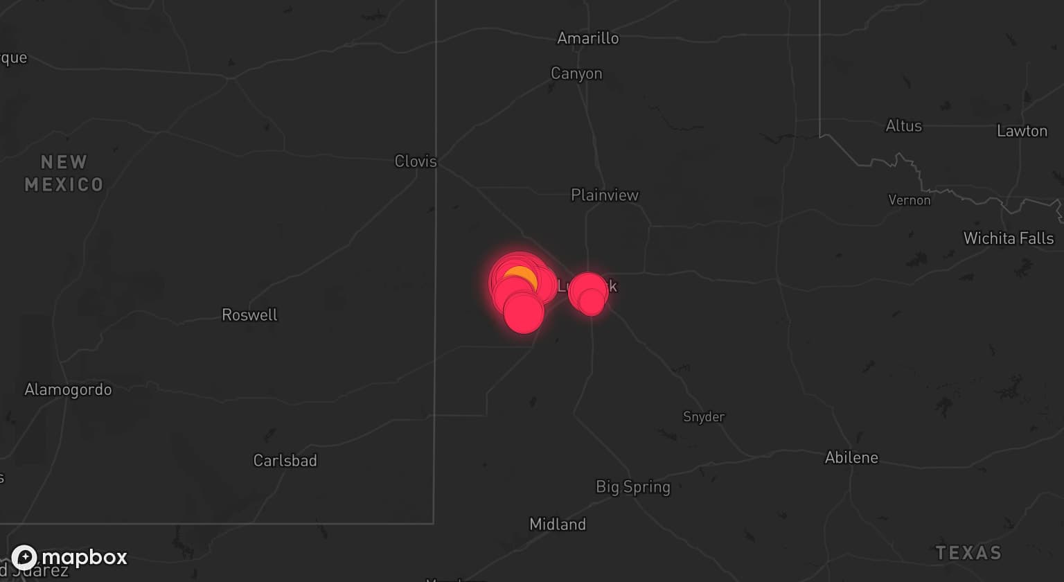 Storm map for the Hockley County, TX area