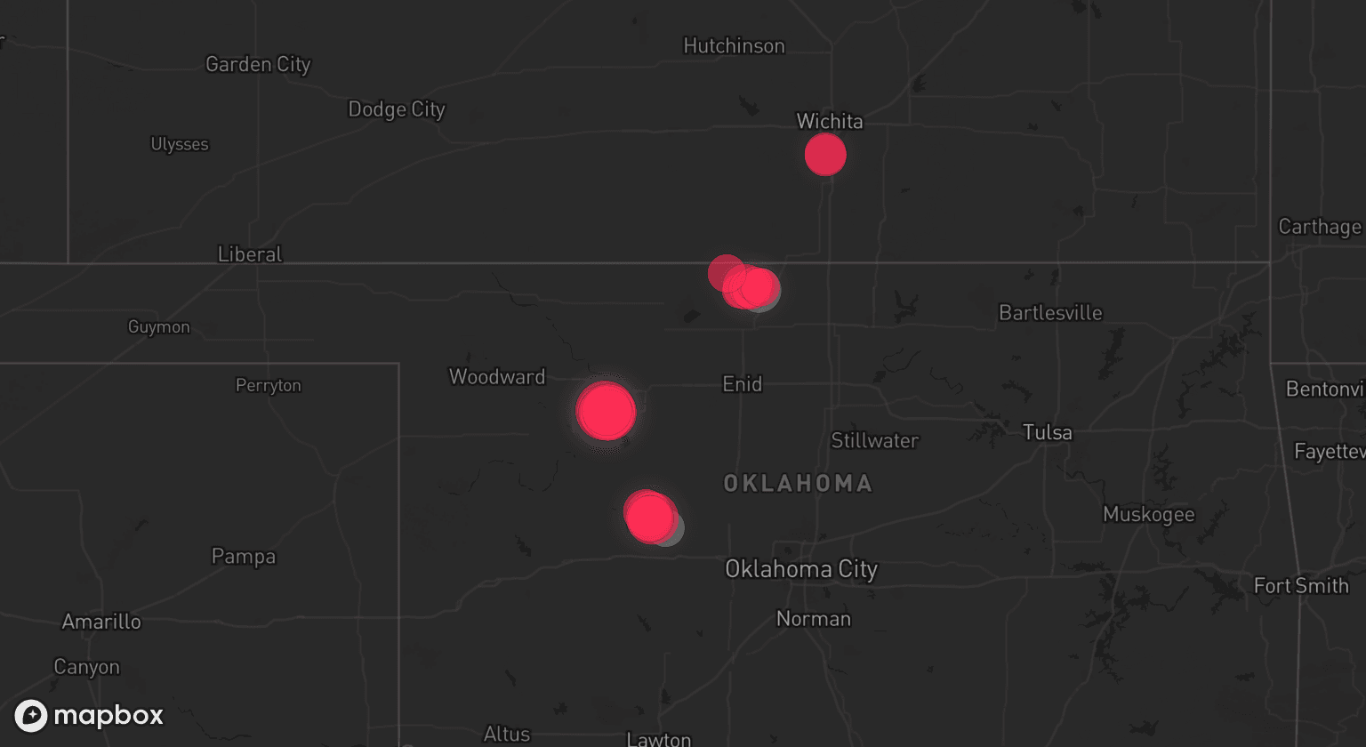 Storm map for 2 areas across Oklahoma