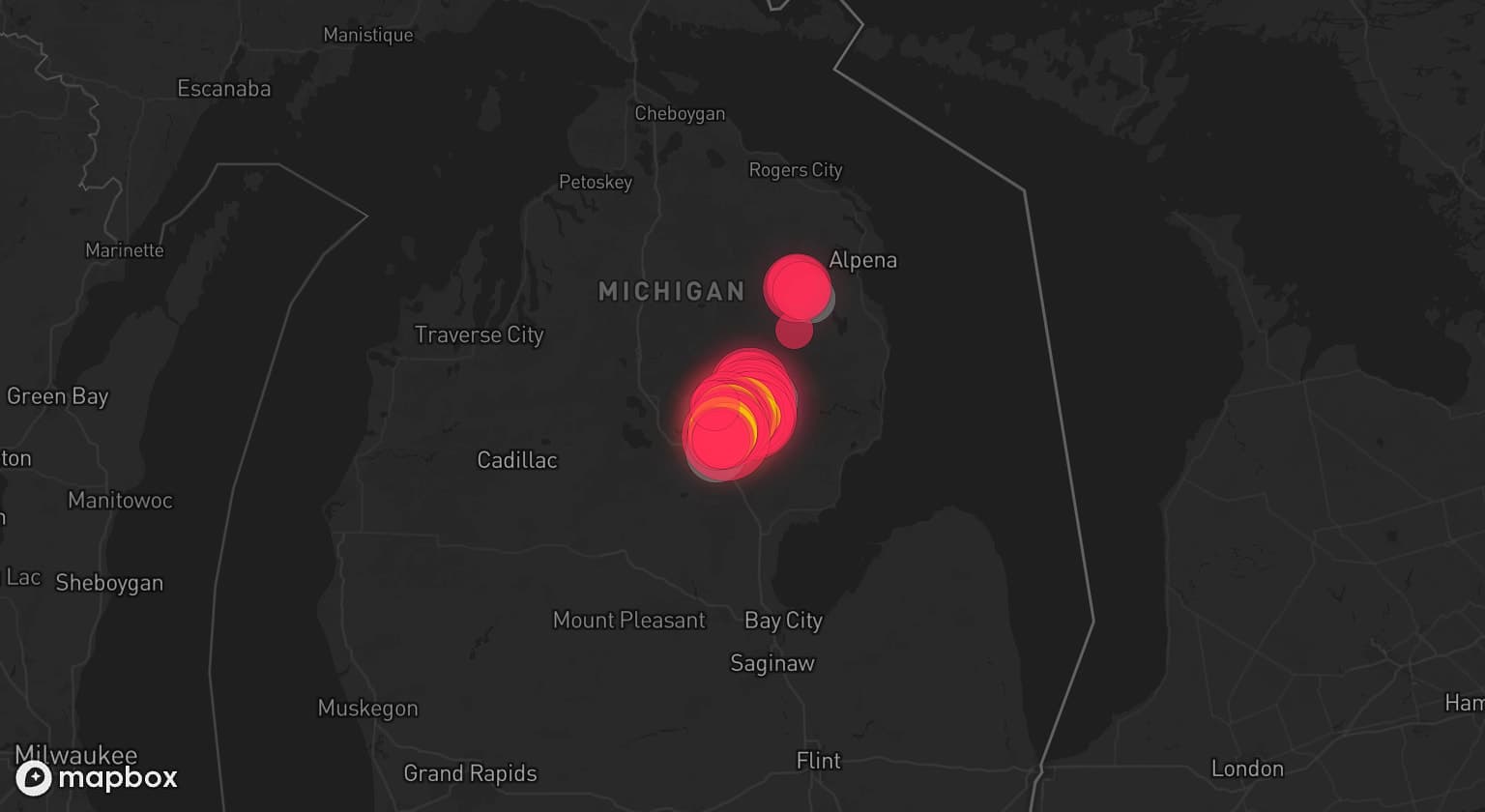 Storm map for 4 areas across Michigan