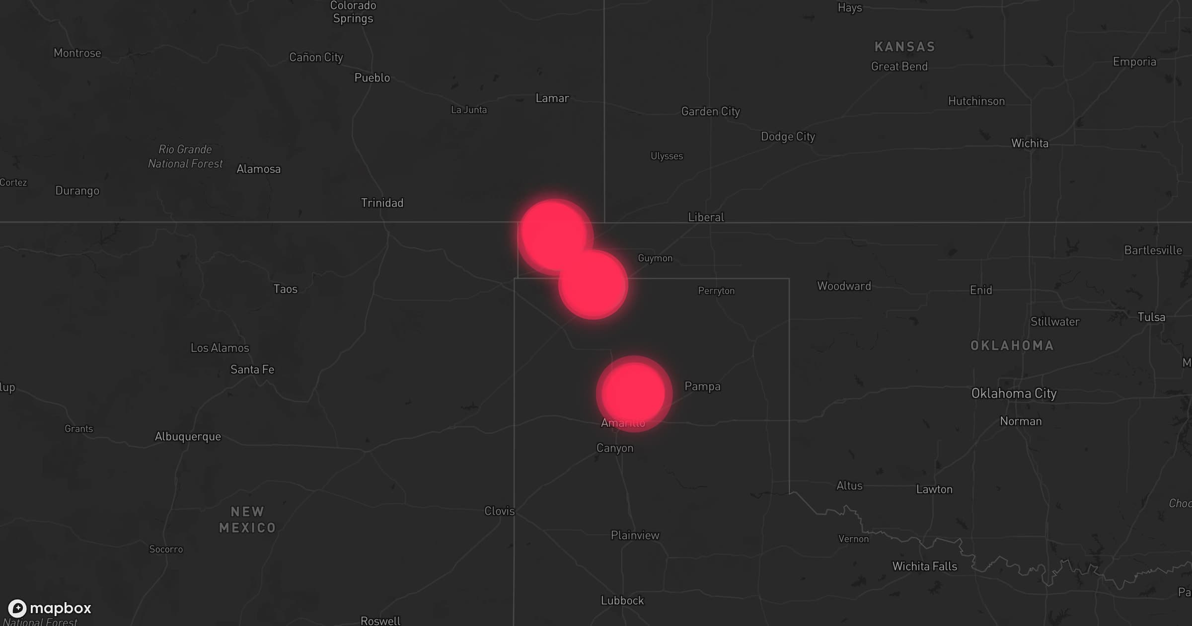 Storm map for 3 areas across Texas and Oklahoma