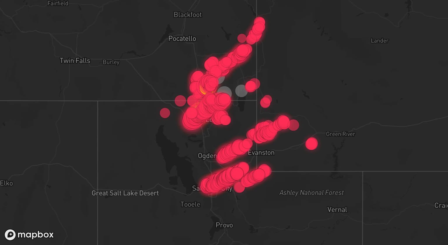 Storm map for 4 areas across Utah and Idaho