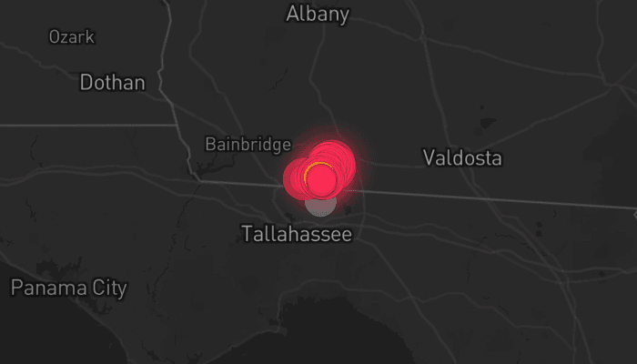Storm map for the Leon County, FL area