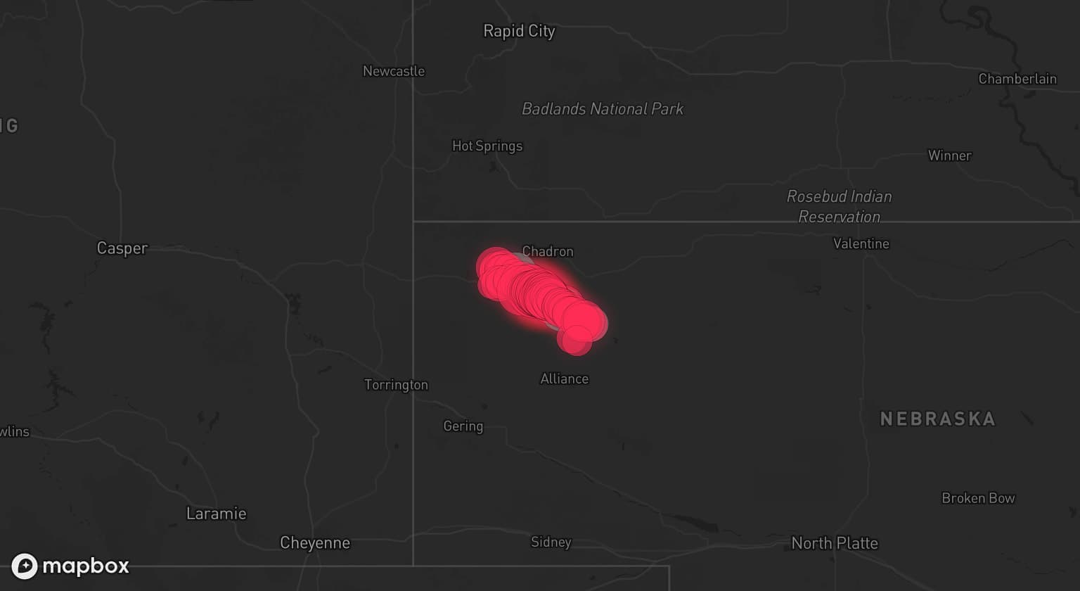 Storm map for 4 areas across Nebraska