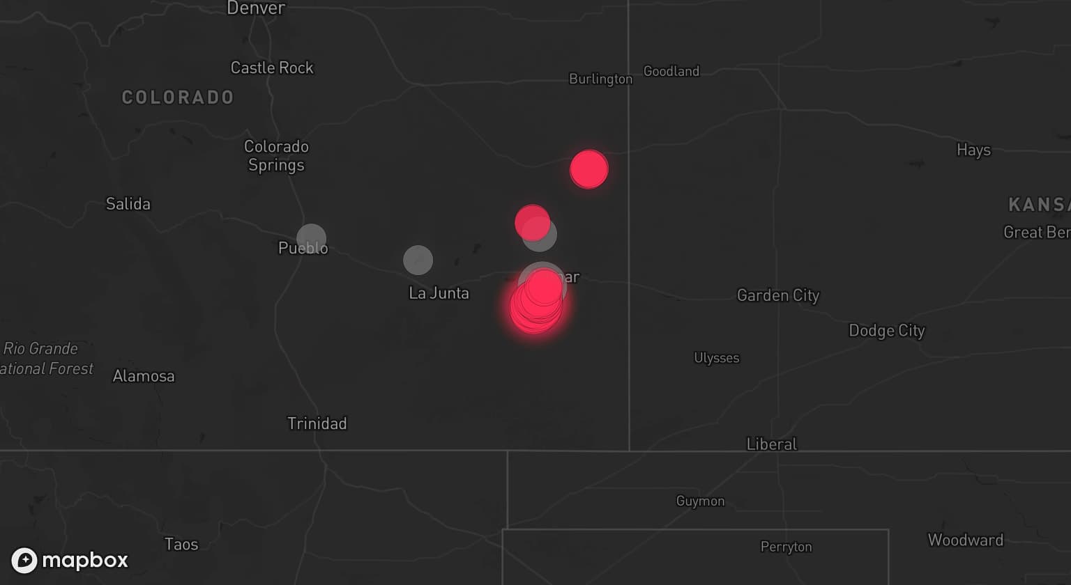 Storm map for 4 areas across Colorado
