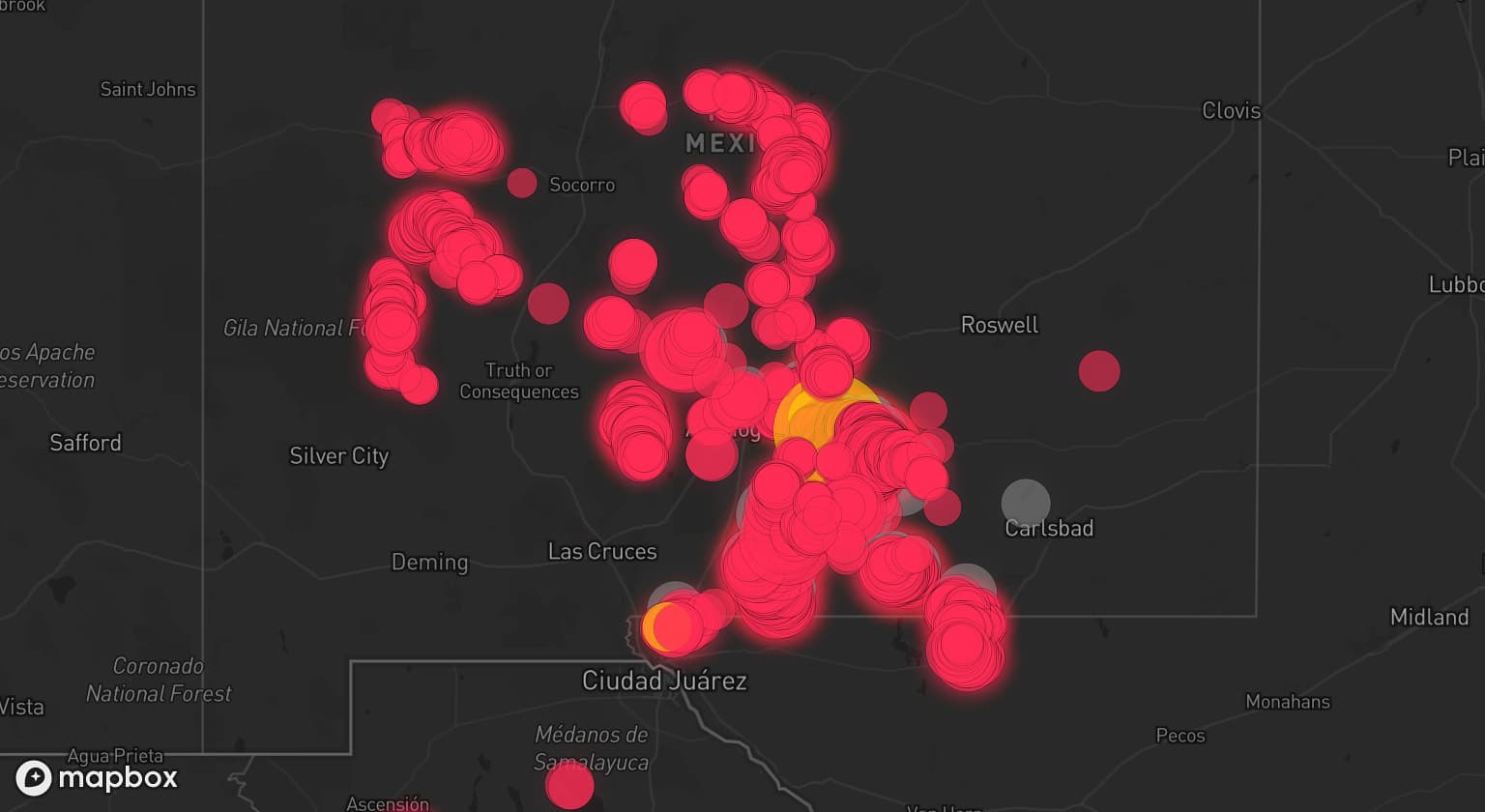 Storm map for 7 areas across New Mexico