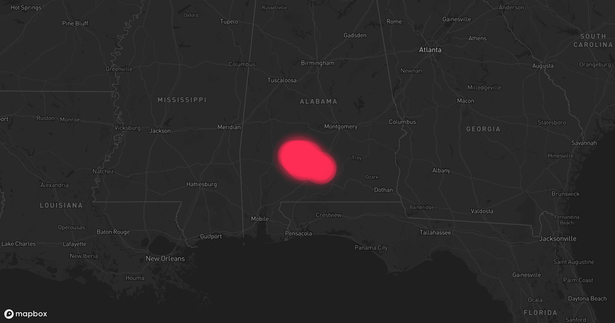 Storm map for 2 areas across Alabama