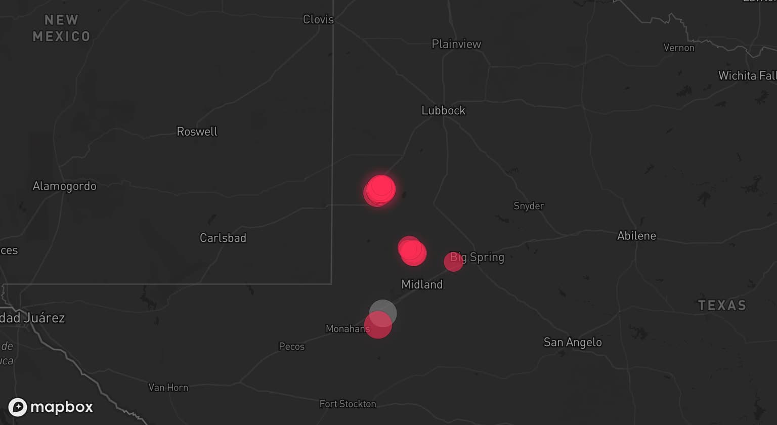 Storm map for the Ector County, TX area