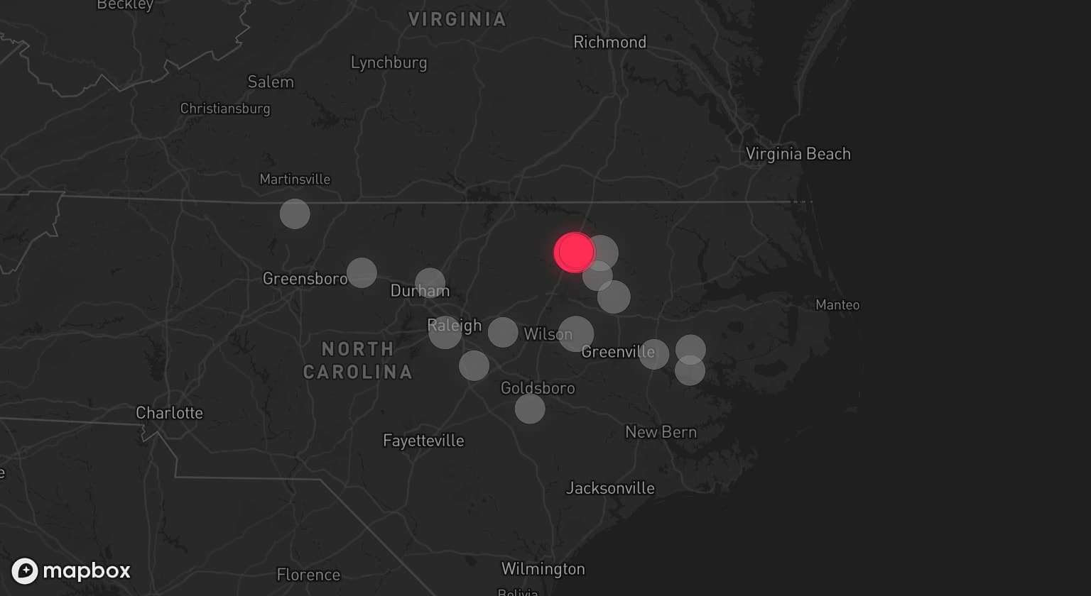 Storm map for 14 areas across North Carolina