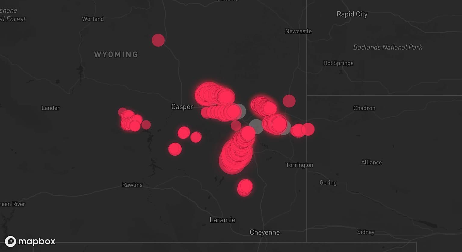 Storm map for 5 areas across Wyoming
