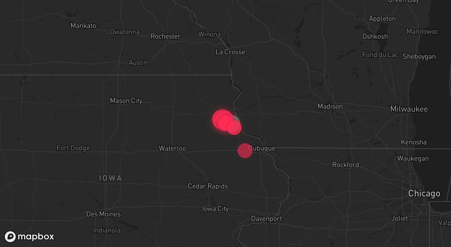 Storm map for the Clayton County, IA area