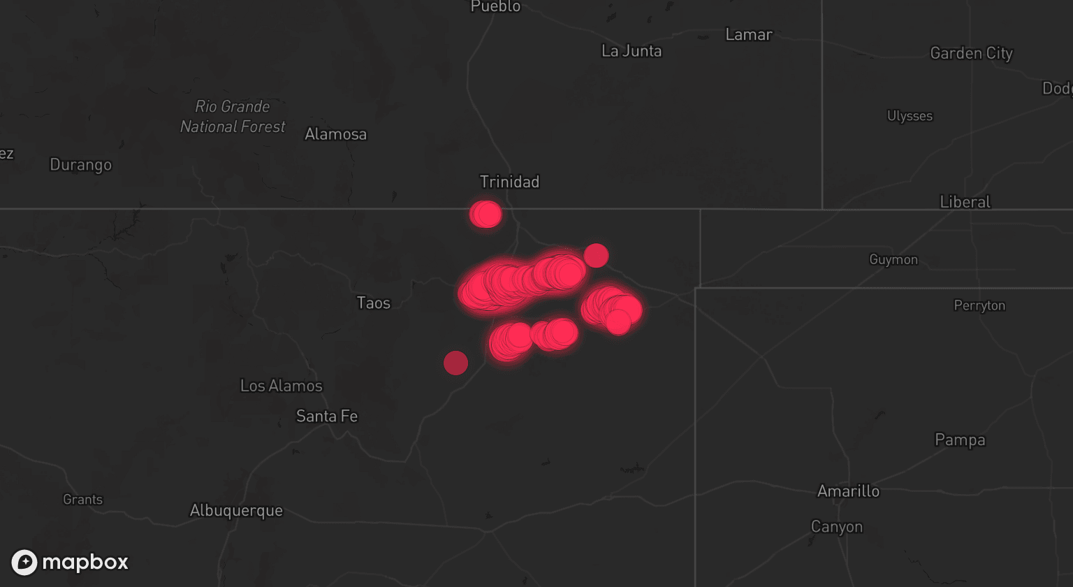 Storm map for the Colfax County, NM area