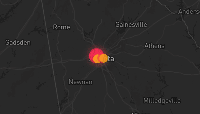 Storm map for the Atlanta, GA area