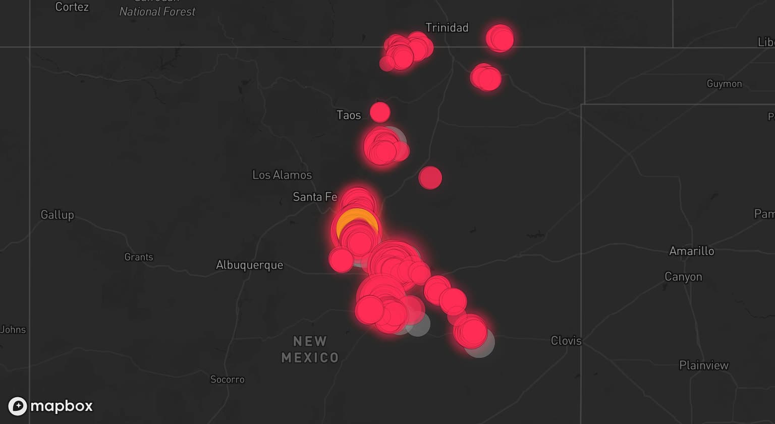 Storm map for 7 areas across New Mexico