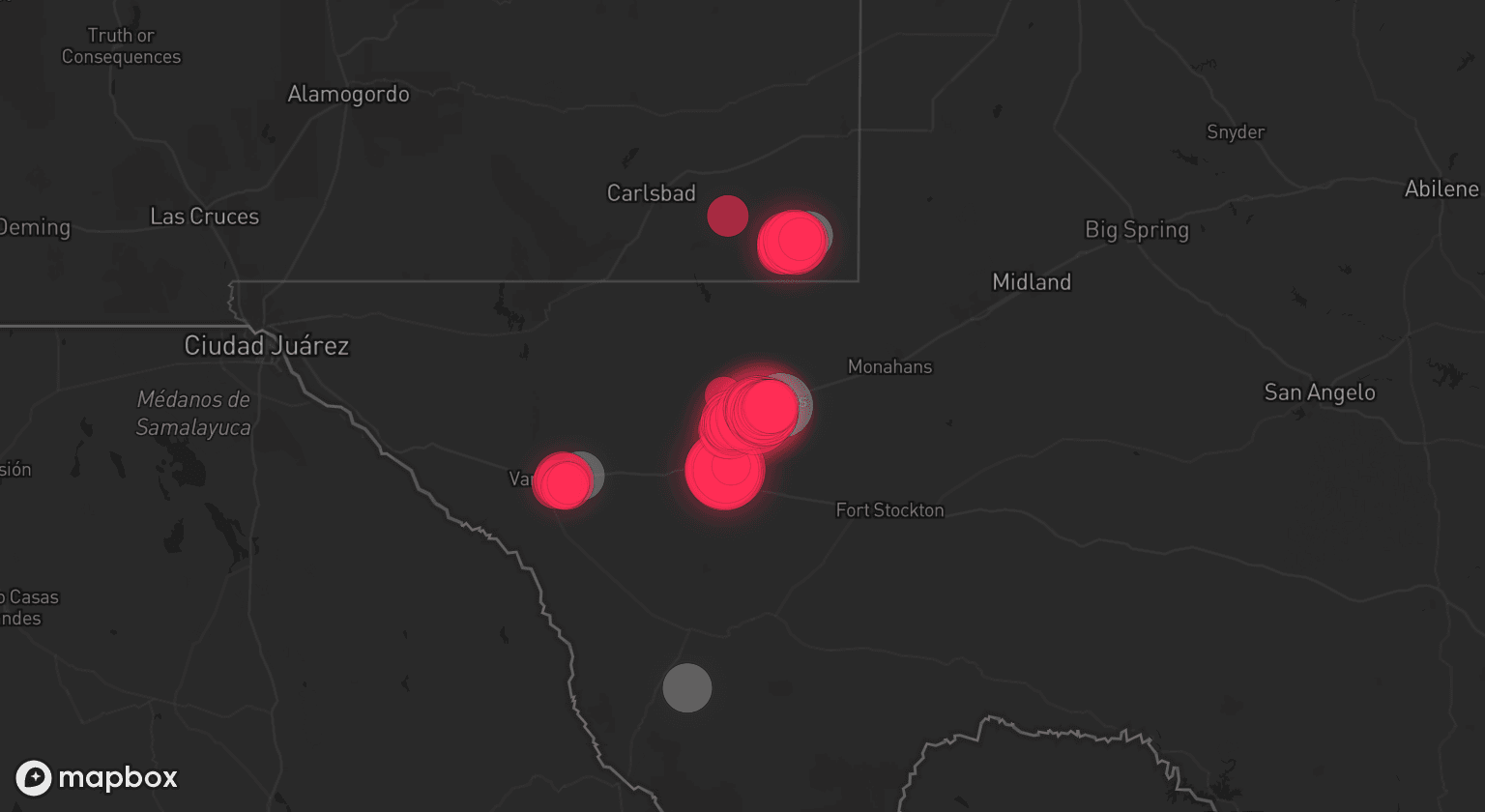 Storm map for 5 areas across Texas and New Mexico