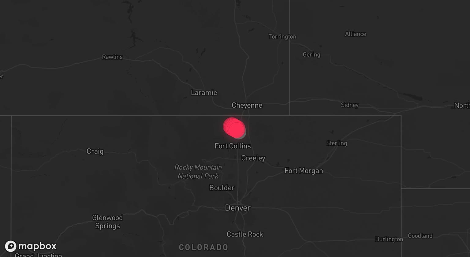 Storm map for the Larimer County, CO area