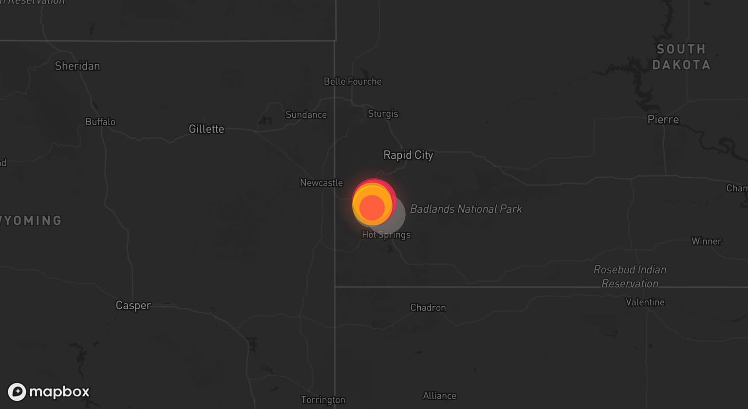 Storm map for the Custer County, SD area