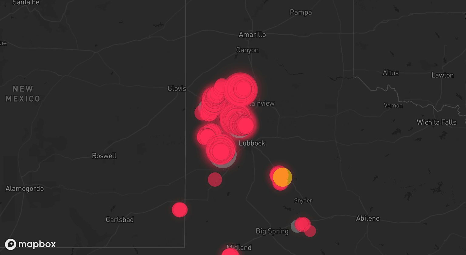 Storm map for 9 areas across Texas