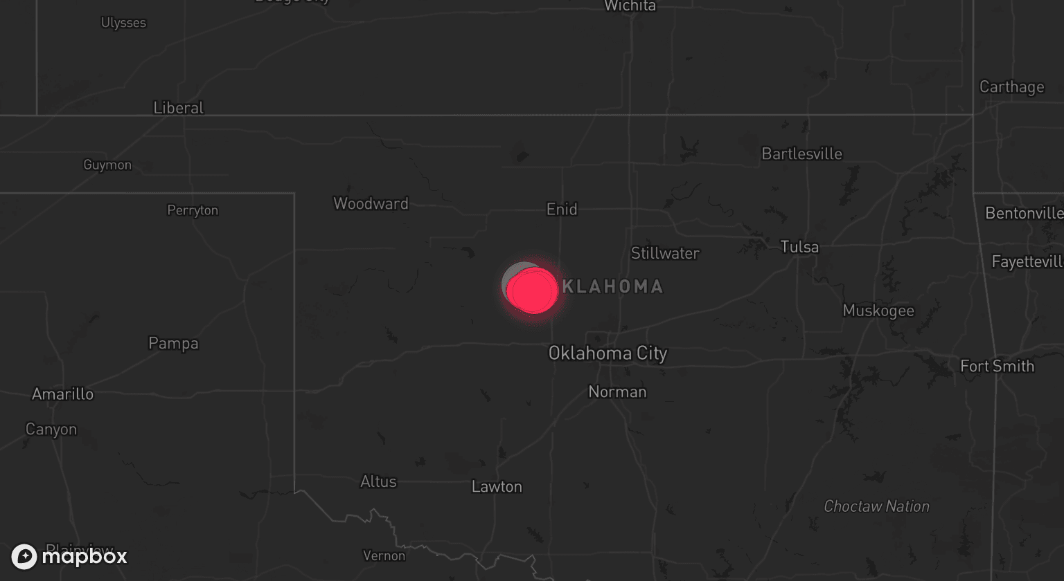 Storm map for the Kingfisher County, OK area