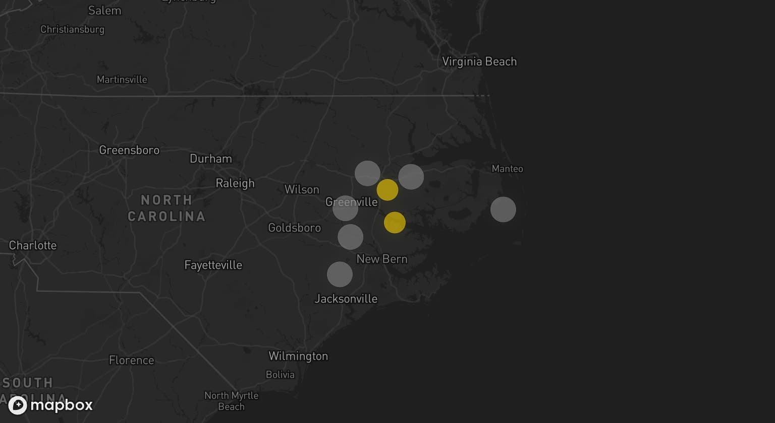 Storm map for 6 areas across North Carolina