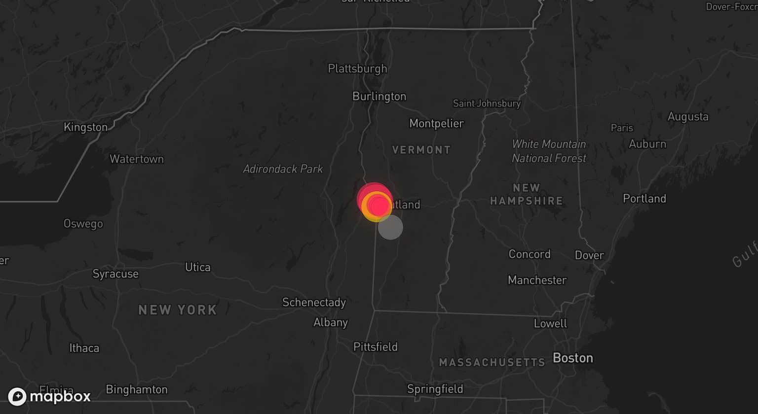 Storm map for the Rutland County, VT area
