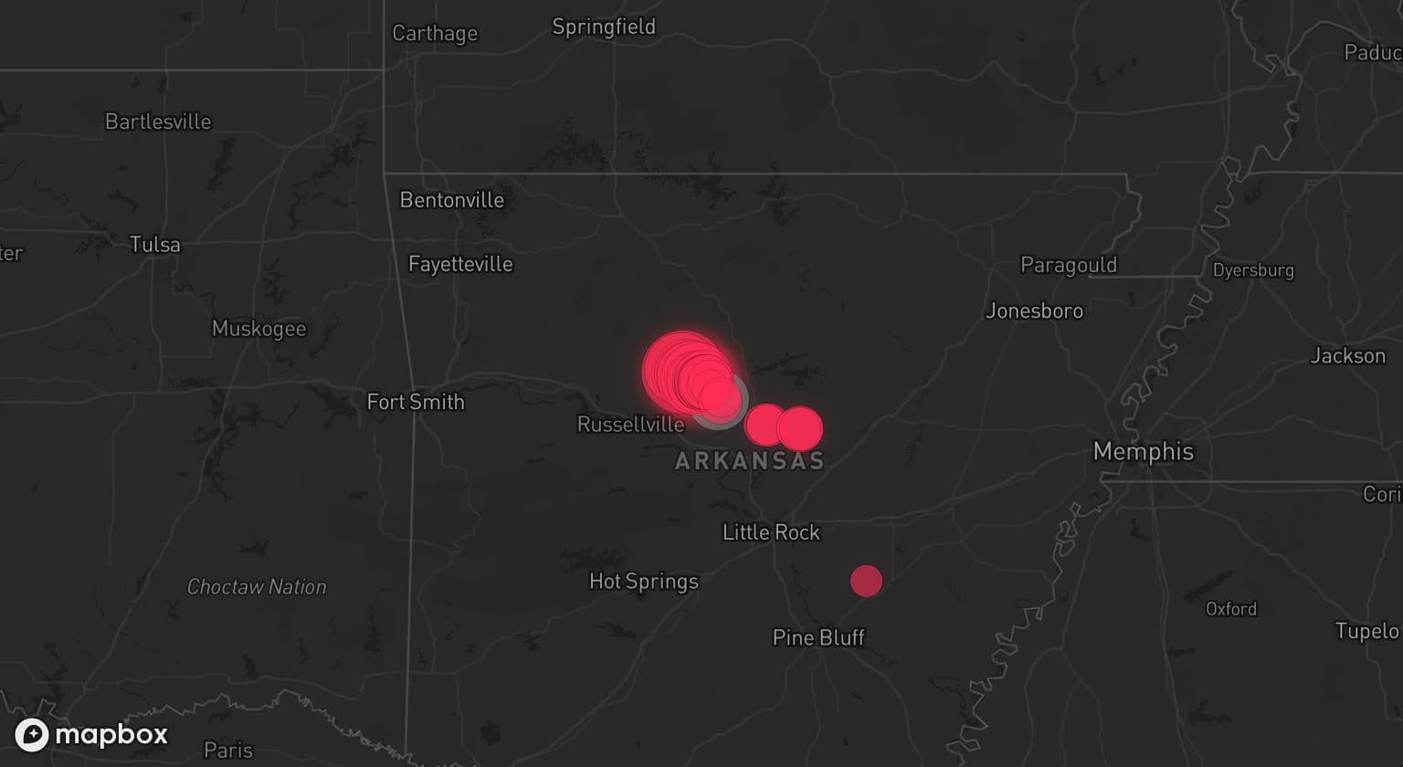 Storm map for 2 areas across Arkansas