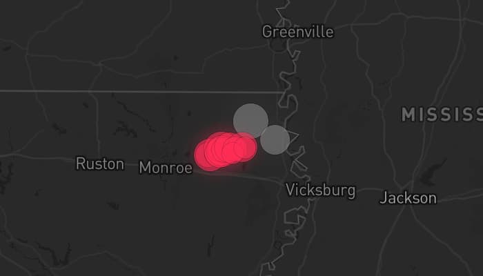 Storm map for 2 areas across Louisiana