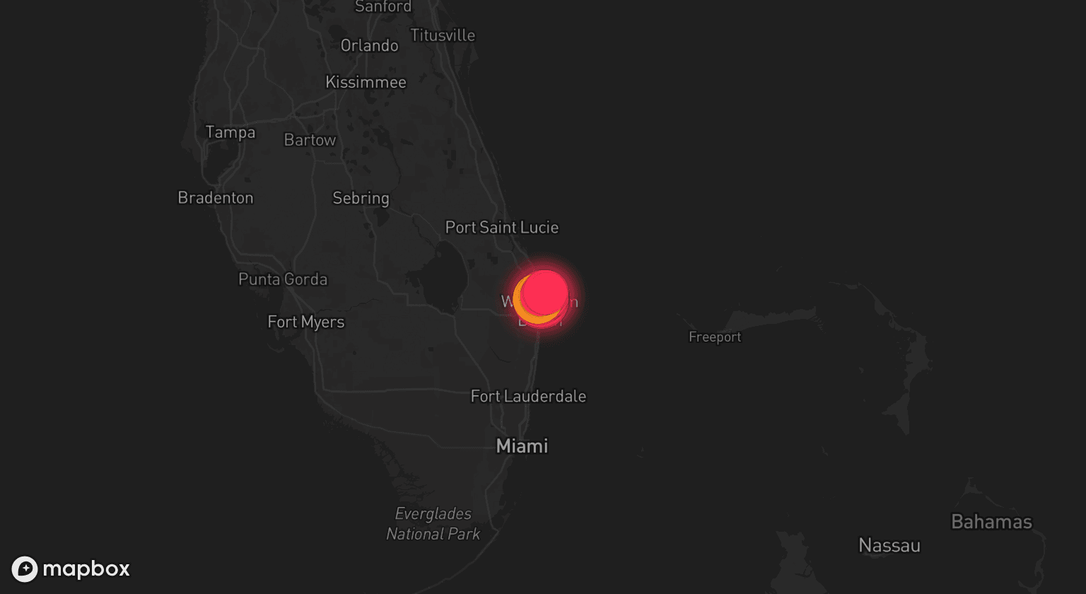Storm map for the Jupiter, FL area