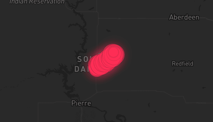 Storm map for 2 areas across South Dakota