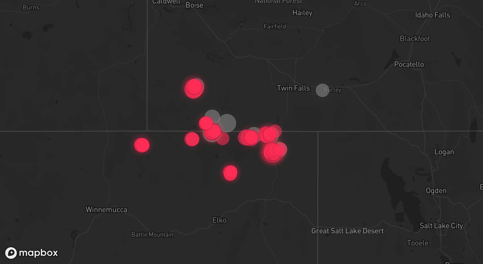Storm map for 6 areas across Nevada and Idaho