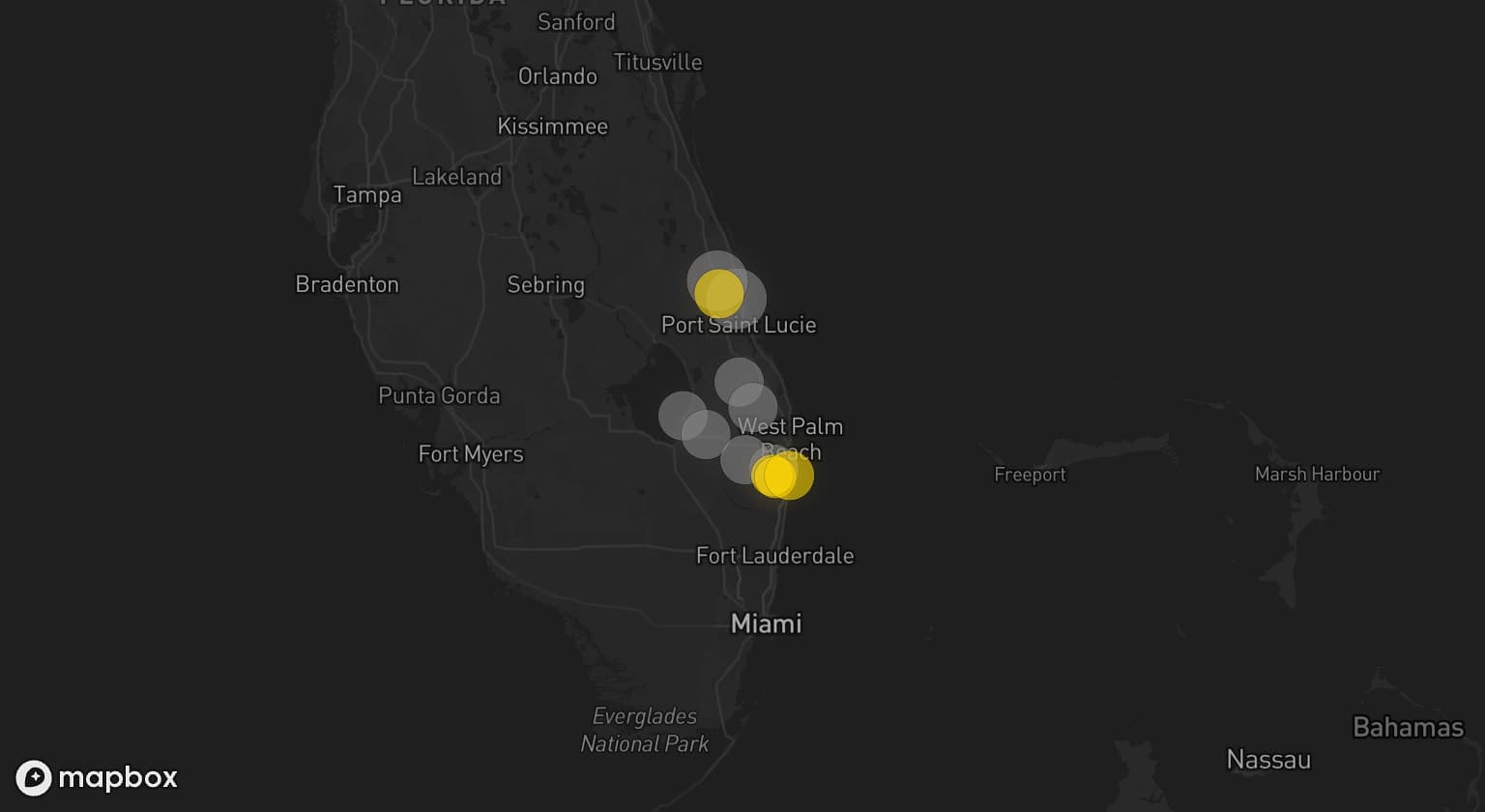 Storm map for 7 areas across Florida