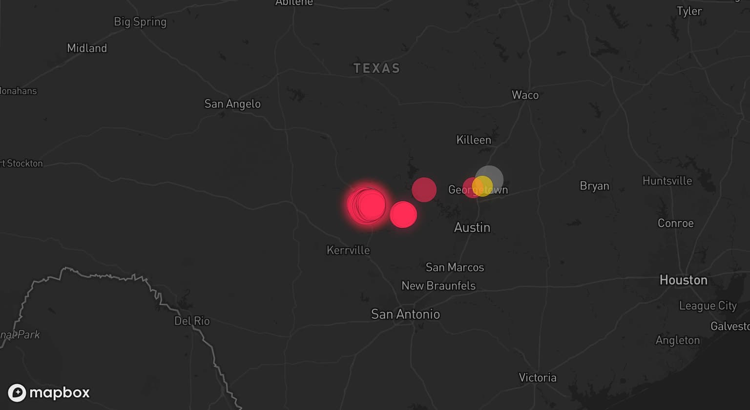 Storm map for 2 areas across Texas