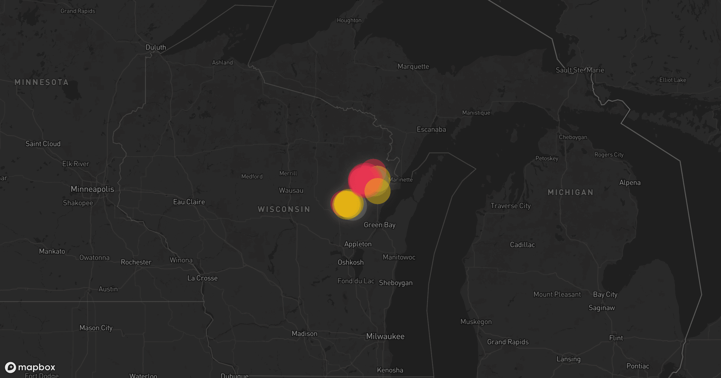 Storm map for 2 areas across Wisconsin