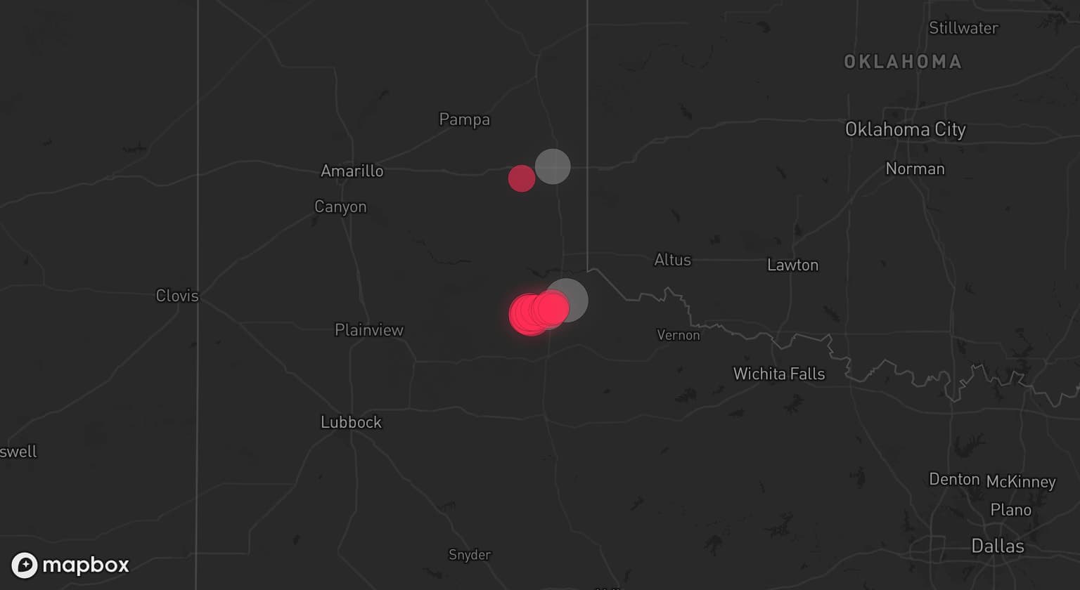 Storm map for 2 areas across Texas