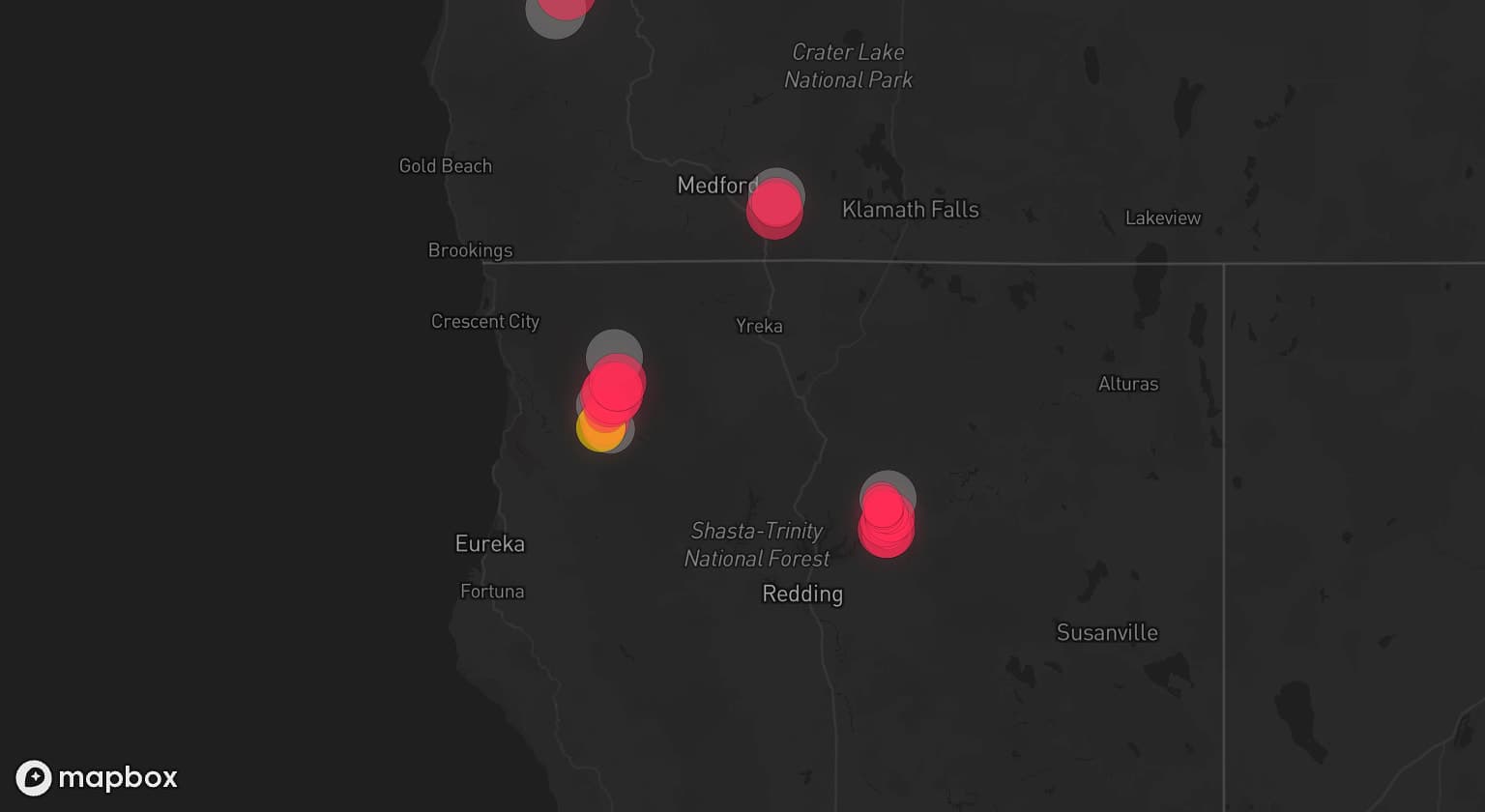 Storm map for 5 areas across Oregon and California