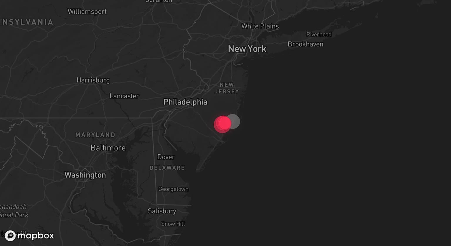 Storm map for the Ocean County, NJ area