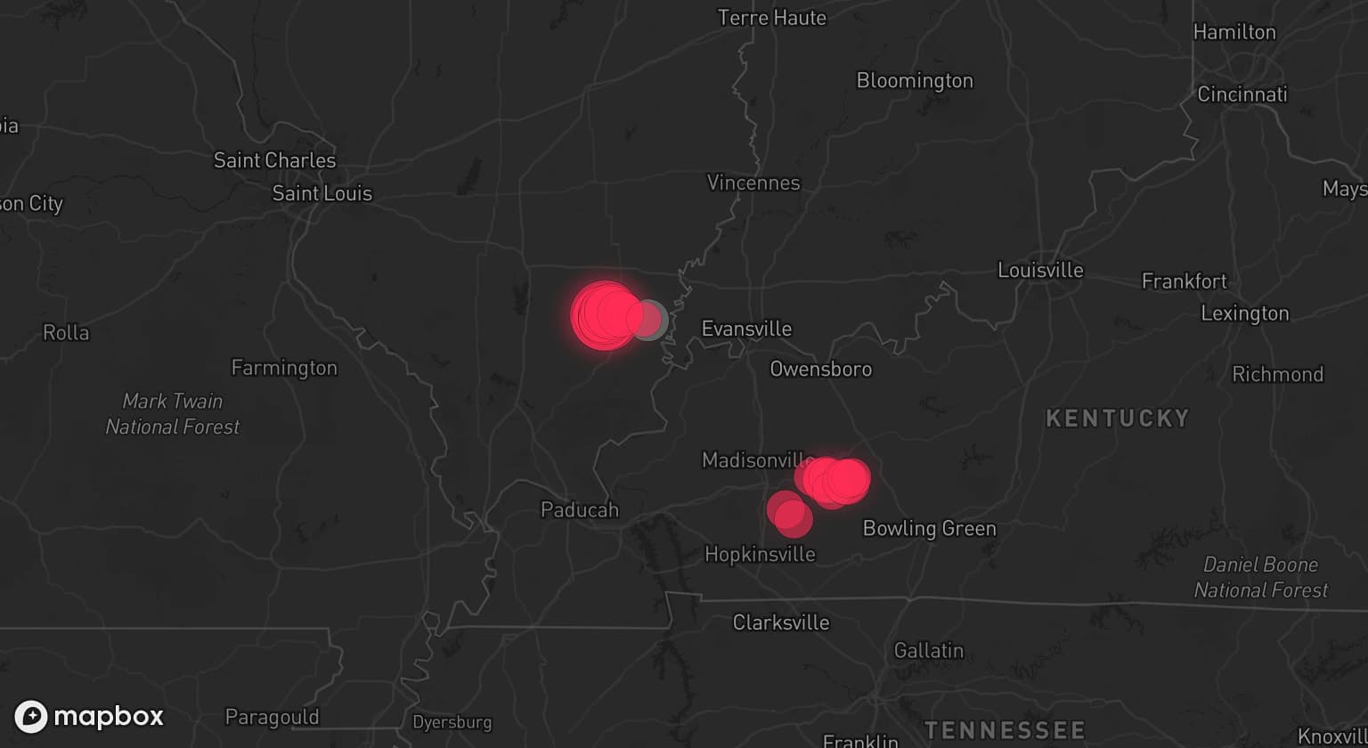 Storm map for 3 areas across Illinois and Kentucky