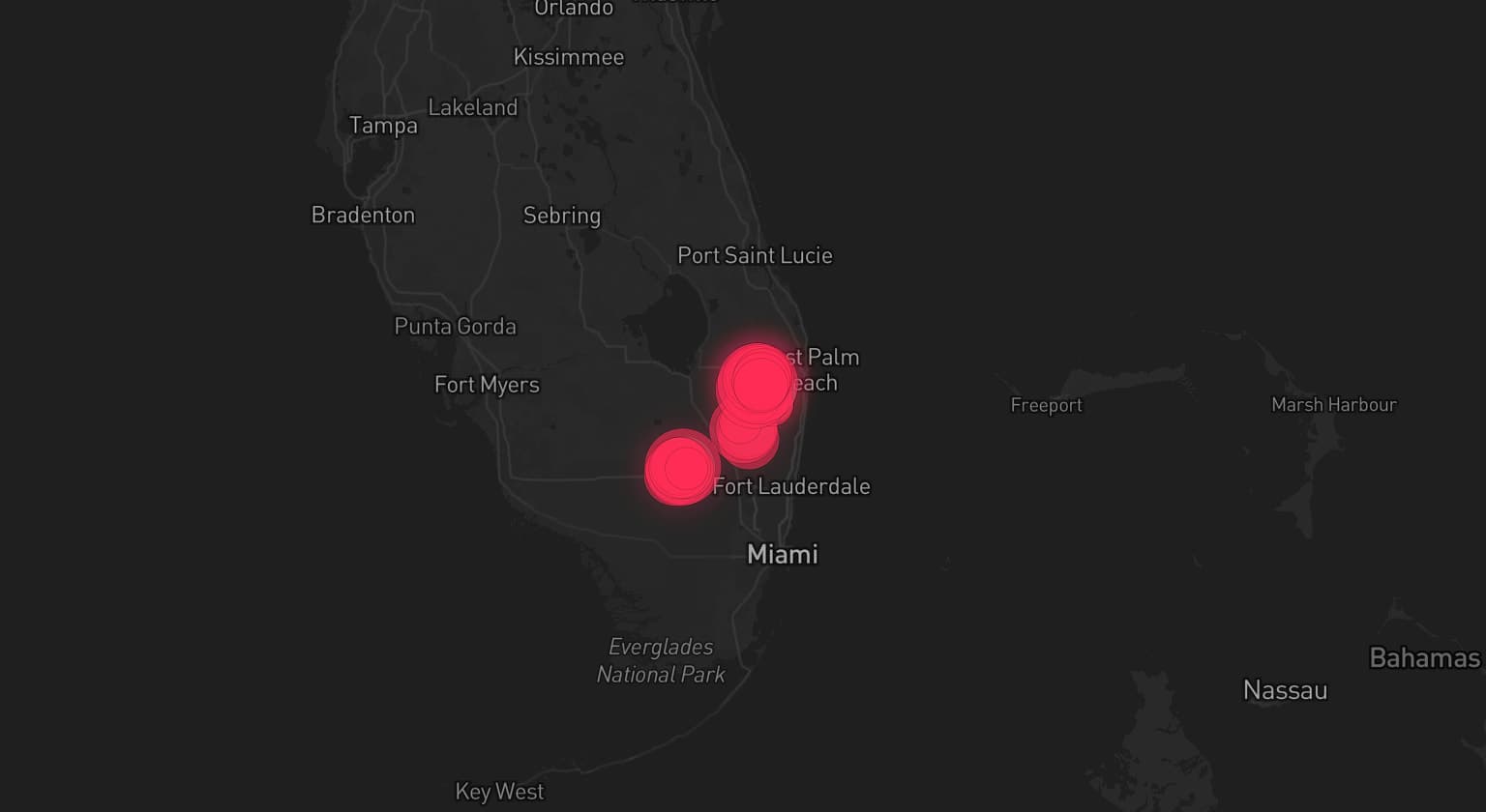 Storm map for 2 areas across Florida