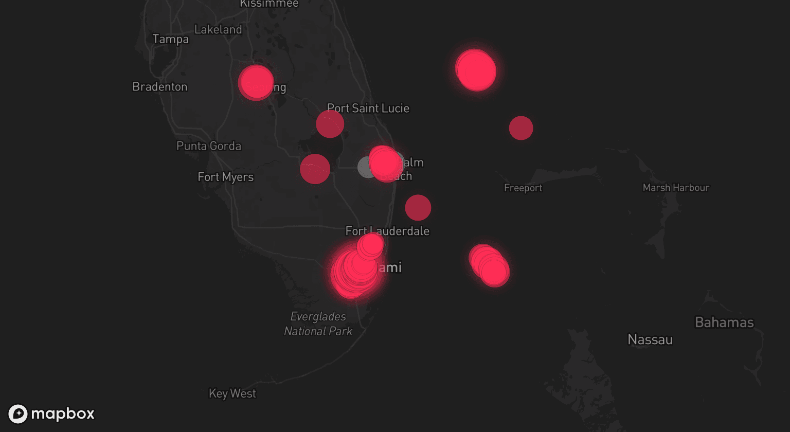 Storm map for 3 areas across Florida