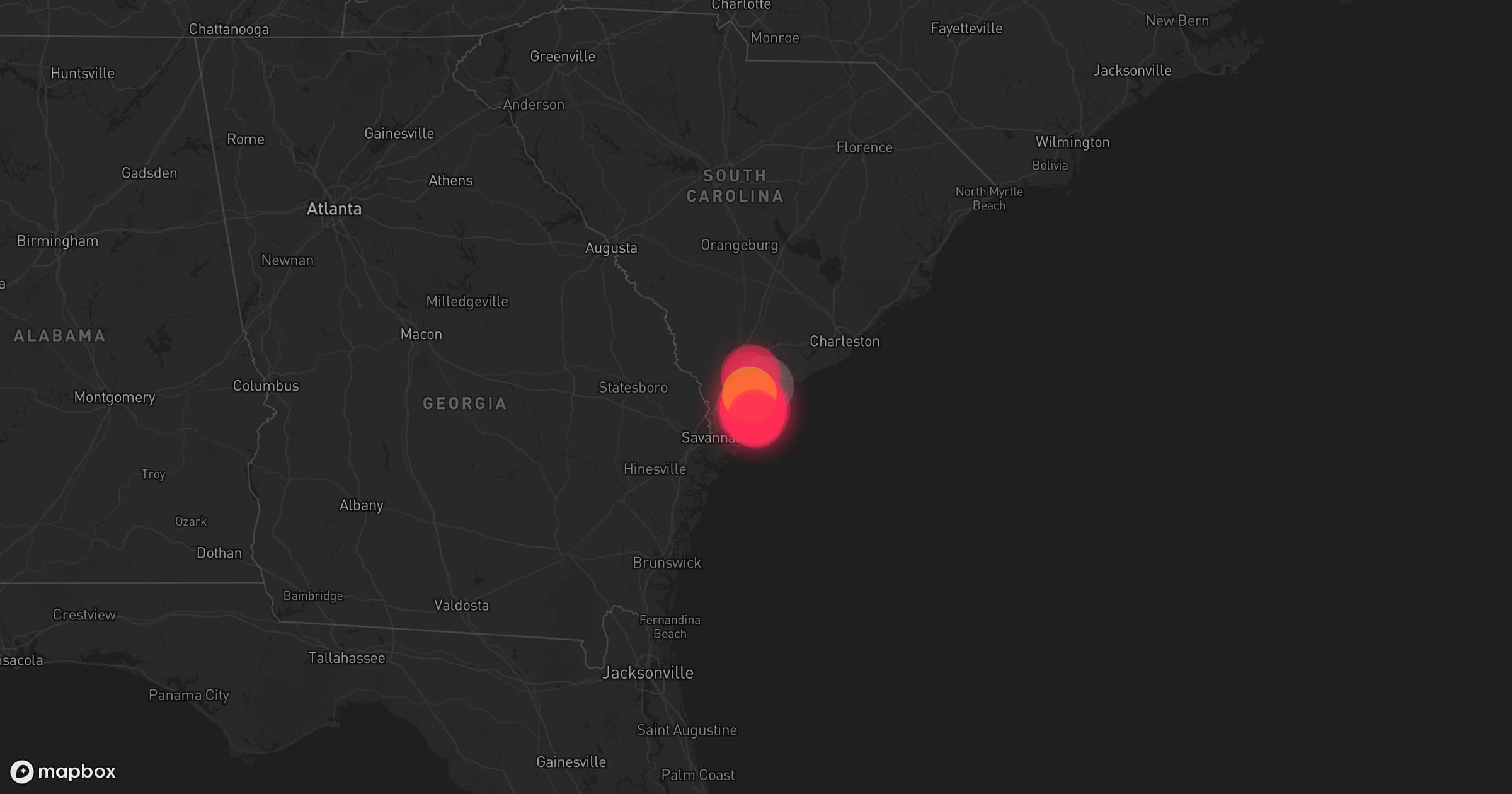 Storm map for the Beaufort County, SC area