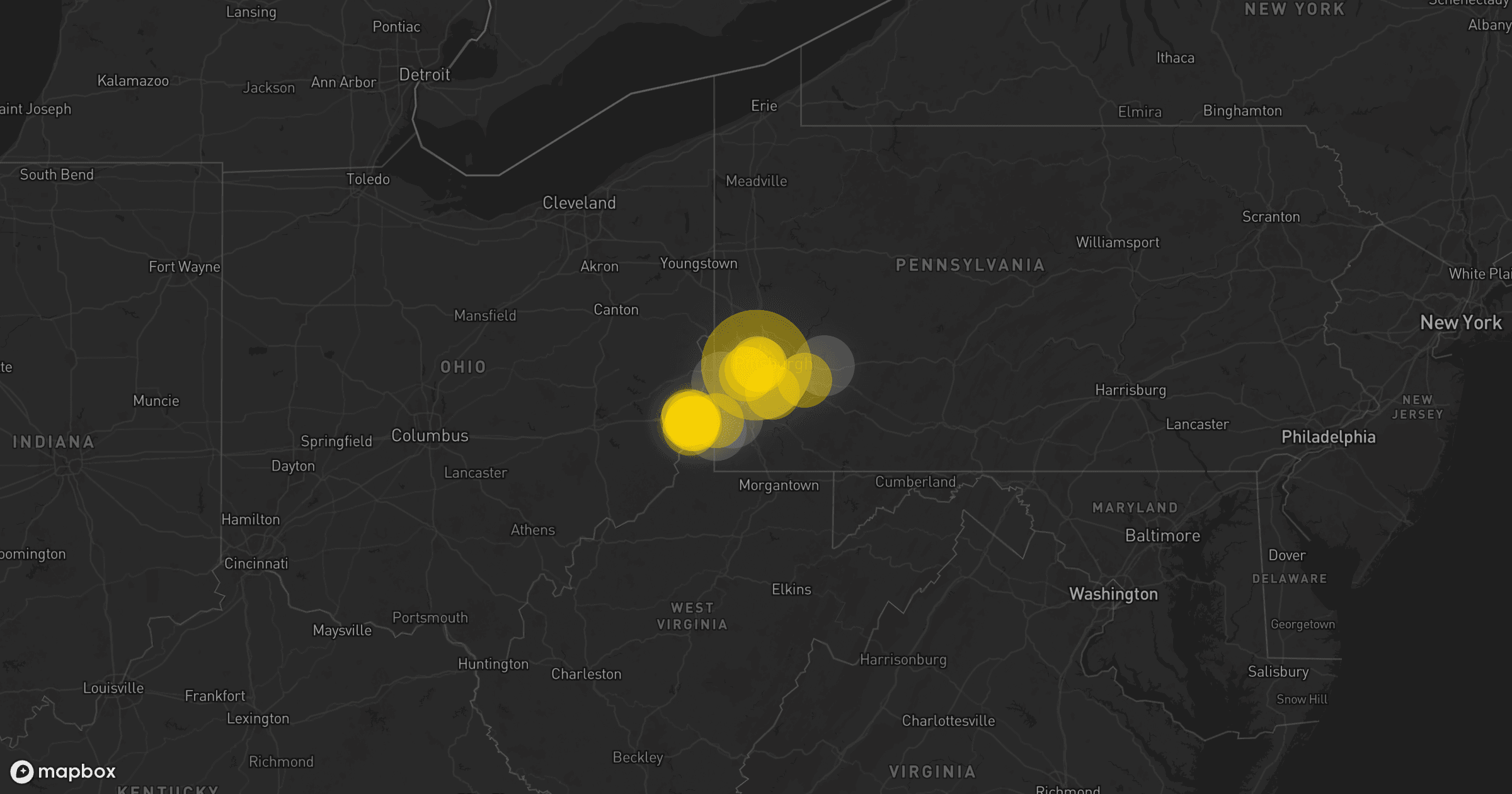 Storm map for 5 areas across Pennsylvania