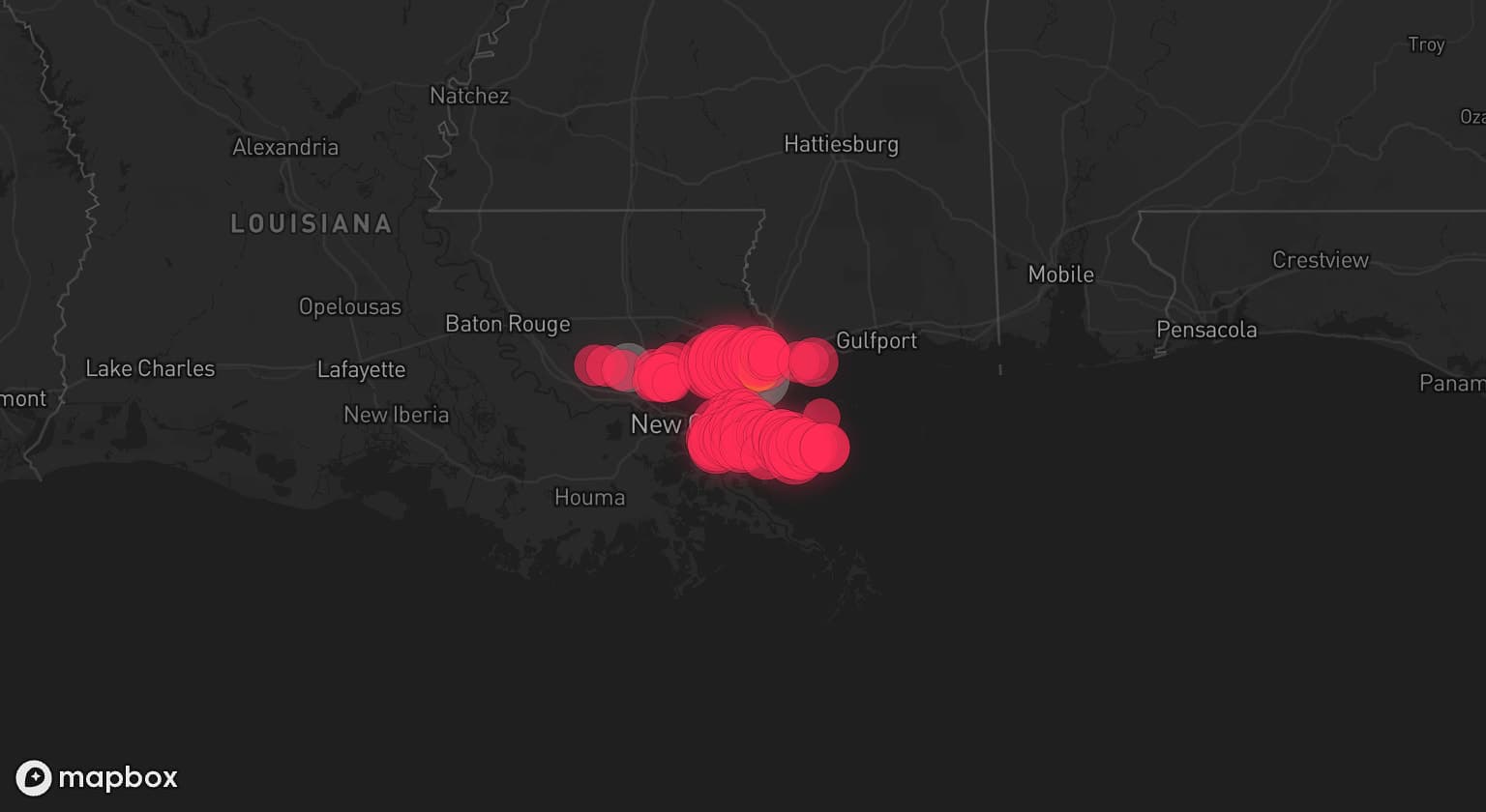 Storm map for 3 areas across Louisiana