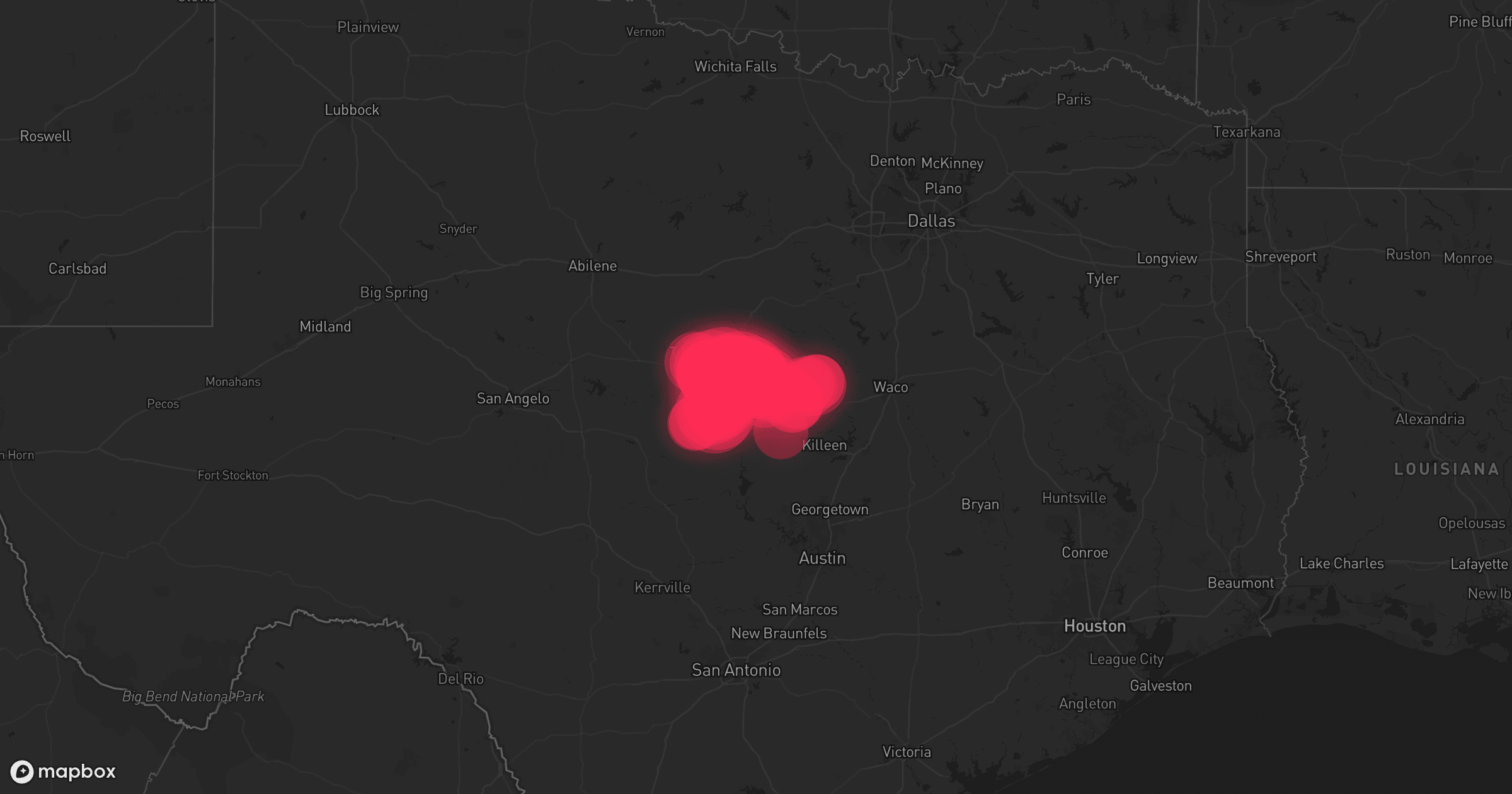 Storm map for the Mills County, TX area